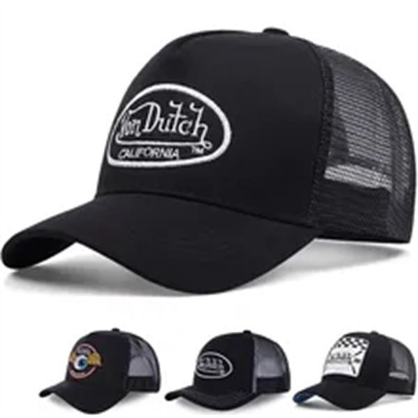 

von summer baseball cap women men trucker hat embroidered cotton mesh caps, White;black