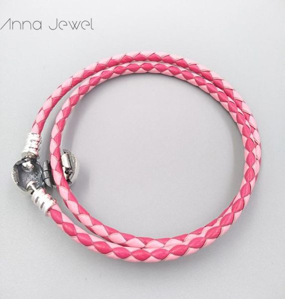 

diy charms jewelry authentic 925 sterling silver clasp bead original stamp woven leather bracelets bangle making for women men birthday gift