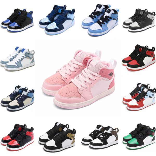

kid shoeskids jumpman 1 1s mid casual shoes og co.jp military blue toddler sneaker royal metallic sier toe tropical twist paint boys girls15, Black