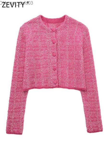 

women's hoodies sweatshirts zevity women's fashion o-neck long sleeve button short knitted jacket coat women's texture casual, Black