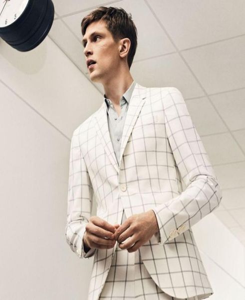 

black white plaid groom wedding tuxedos slim fit one button mens prom designer jackets men blazer 1 piece8314715, Black;gray
