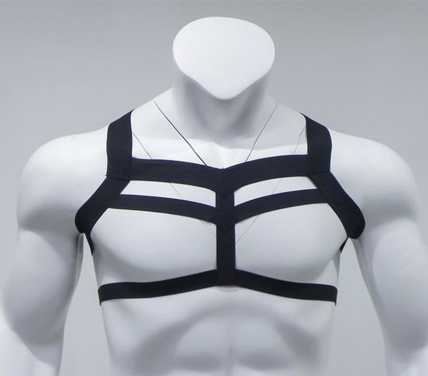 

men039s costumes lingerie elastic nylon strap halter body chest shoulder harness bondage nightclub hollow out one size1559820, Black