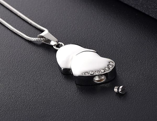 

lkj12447 silver tone heart cremation pendant men women ashes holder memorial urn necklace with funnel gift box6972649