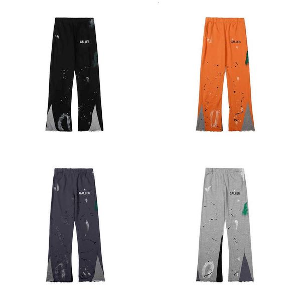 

s pants galleryes sweatpants dept speckled letter print women's couple loose versatile casual straight, Black