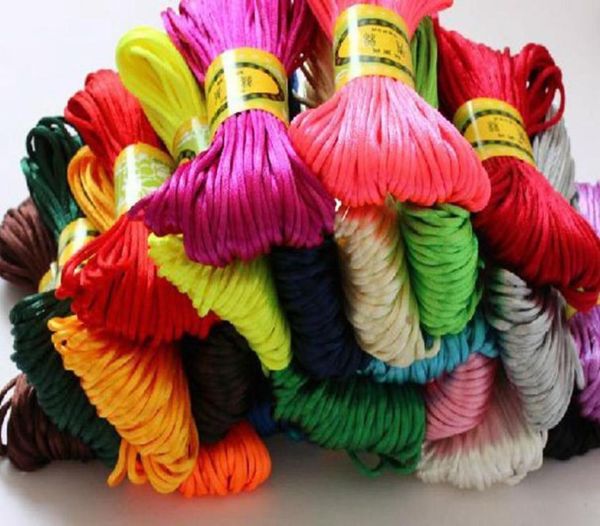 

10 rollslot wire cord 20 meters each roll chinese knot satin nylon braided cord macrame beading rattail 3mm8601389, White;red