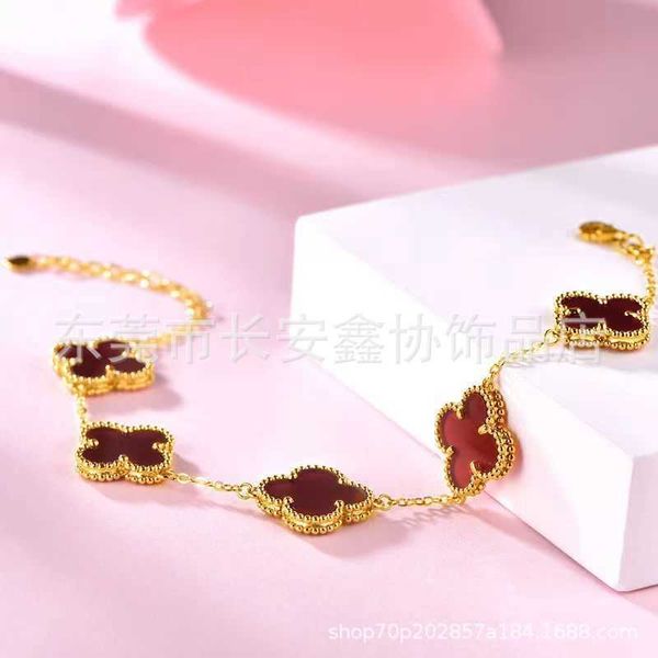 

high version 18k steel lucky four-leaf clover bracelet double-sided wear series hollow process i, Golden;silver