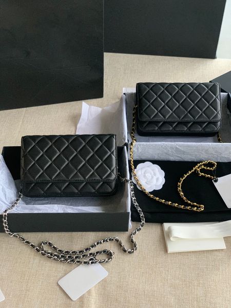 

10a super original quality women chain wallet real leather caviar lambskin zipper mini woc shoulder bag luxurys designers bags classic hangb, Red;black