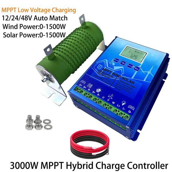

12v 24v 48v mppt hybrid wind solar charge controller 1200w 1600w 2000w 2400w 3000w for lifepo4 lithium lead acid battery
