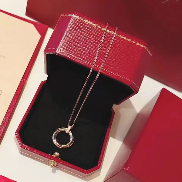 

with box necklaces trinity pedndant necklaces gold chain classic fashion designer luxury jewellery cjewler catier jewelries womens woman sta, Silver