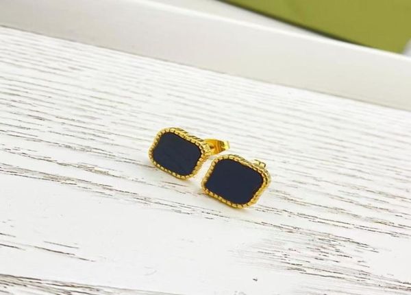 

fashion vintage 4four leaf clover charm stud earrings back motherofpearl gold 18k gold plated for women valentine039s mother3726967, Golden