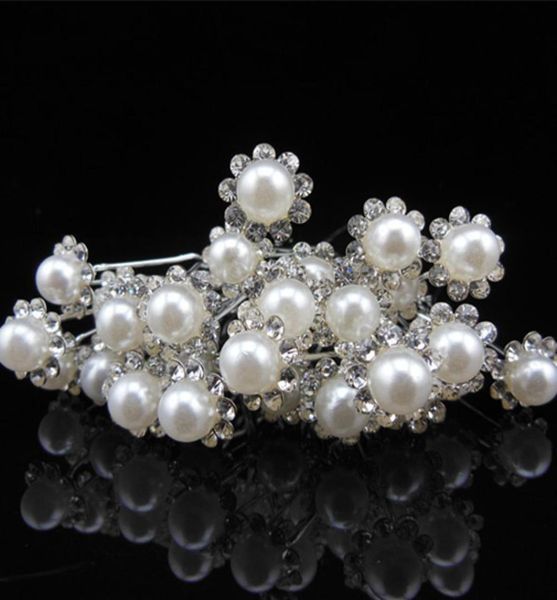 

whole korean style women wedding accessories bridal pearl hairpins flower crystal rhinestone hair pins clips bridesmaid hair j9905833, Golden;silver