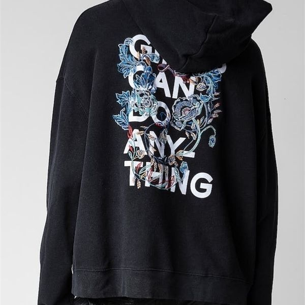 

womens hoodies sweatshirts spring women black hooded back print embroidery pullover sweater 230725