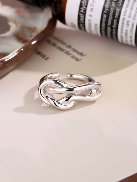 

2023 european and american s925 sterling silver light luxury men's and women's rings irregular liquid carved lava art open ring