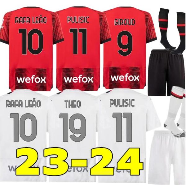 

23 24 ibrahimovic soccer jerseys 2023 2024 pulisic giroud de ketelaere rafa leao luka theo football giroud shirt kids kit sets uniform enfan, Black;yellow