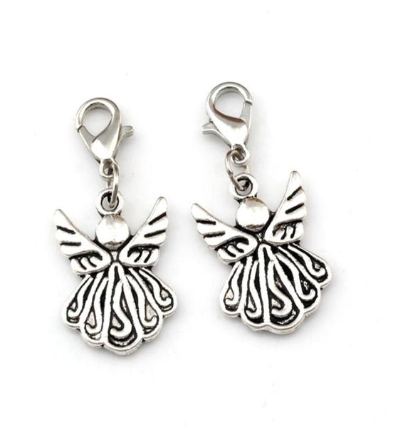

100pcs antique silver angel wing lobster clasps charm pendants for jewelry making bracelet necklace diy accessories 15x355mm a497347981, Bronze;silver