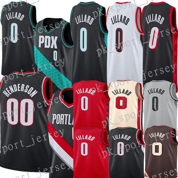 

#00 scoot henderson damian 0 lillard cj 3 mccollum basketball jersey retro trail clyde 22 drexler vintage jerseys, Black;red