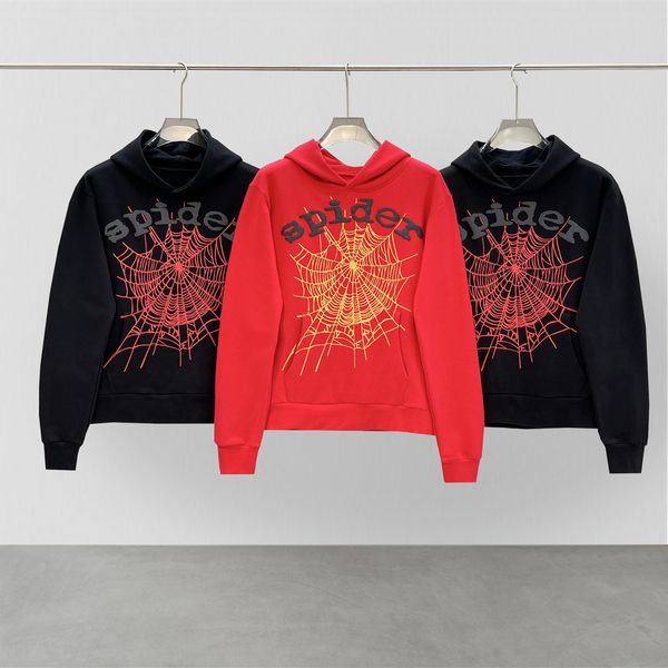 

men's hoodies sweatshirts mens designer men designers hoodies pullover hoodie spiderweb hellstar sp5der 55555 spider men long sleeve st, Black