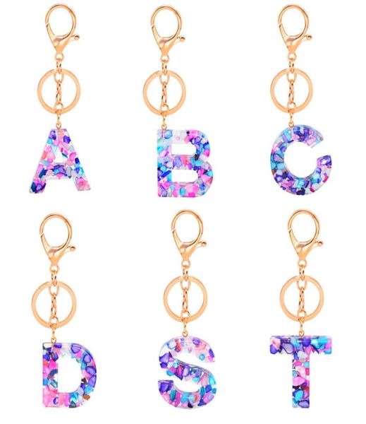 

fashion letter car keychain for women men 26 initial english word pendant cute key ring holder glitter resin acrylic key chains ac7203038, Slivery;golden