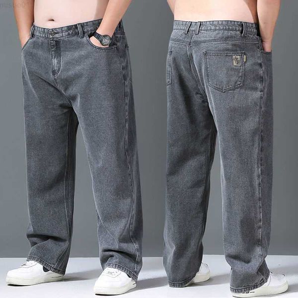 

men's baggy jeans men casual wide leg classic work trousers gray denim pants 230316 l230726, Blue