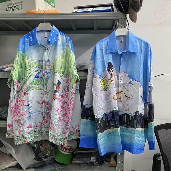 

2023ss shirts men women flower beach hawaii beach shirt tees, White;black