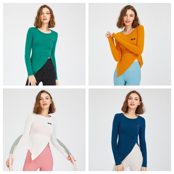 

new fitness suit women's tight and yoga suit autumn running training quick drying t-shirt long sleeve sports top, White;red