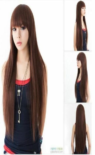 

100 real hair new naturally light brown long straight hair really hair wigs5328275, Black