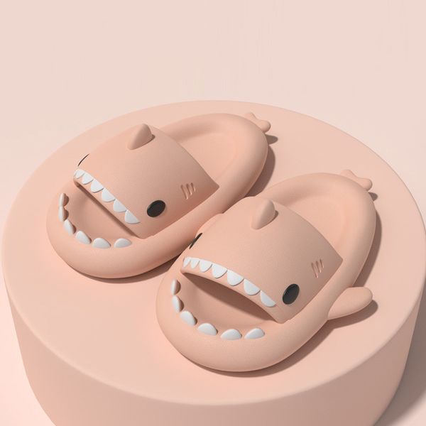 

shark slides women beach men summer slippers kids cartoon slide pink red comfortable soft indoor outdoor platform sandals 73, Black