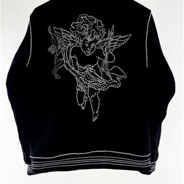 

fashion men's jacket long sleeve artificial diamond angel design men designer jacket outerwear sports baseball uniform b12g b12g, Black;brown