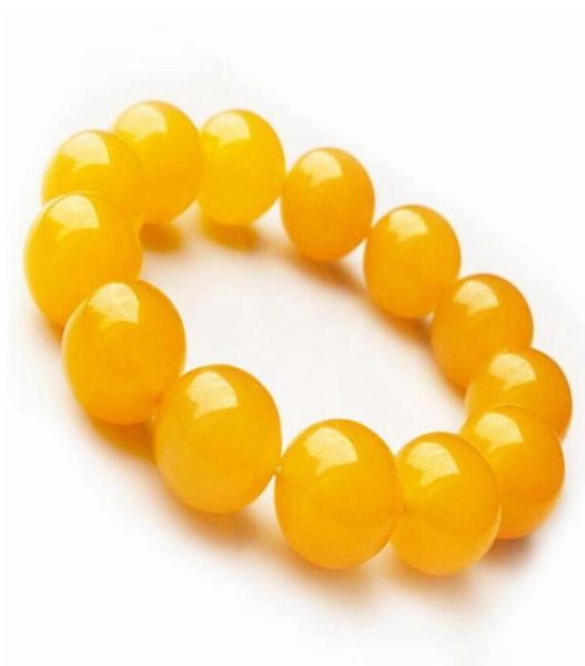 

whole retail 1016mm natural yellow jade bracelets bead refill gem lucky stretch elastic bracelet fashion jewelry women3546422, Black