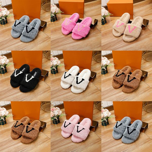 

luxury slippers women's plush slippers wool sandals women's slippers slippers wear-resistant sandals warm and comfortable slippers, Black