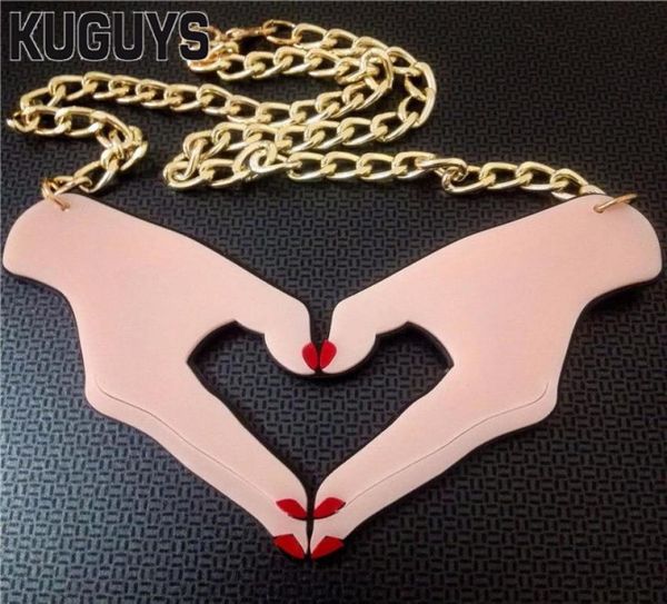 

acrylic finger large pendant necklace for women fashion acrylic jewelry5591589, Silver