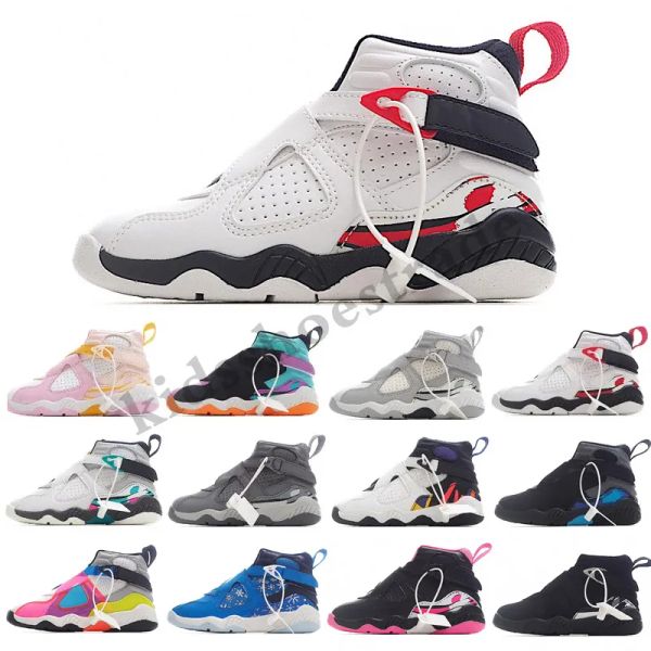 

designer kids shoes boys girls 8 8s basketball shoes youth children reflective silver trainers south beach quai alternate white burgundy spo, Black