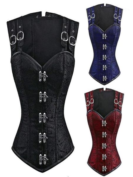 

bustiers corsets gothic steampunk steel boned vintage corset bustier waist cincher sleeveless vest renaissance tummy slimming sh3199509, Black;white