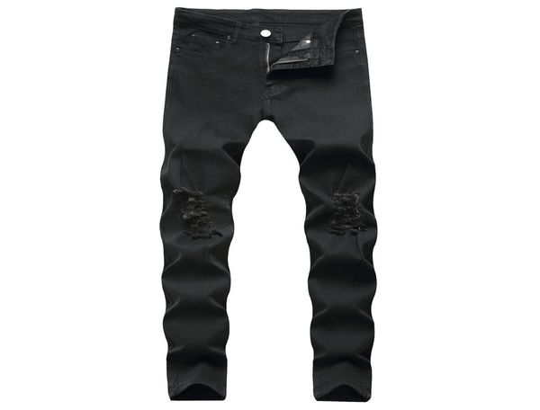 

godlikeu mens ripped jeans destroy distressed stretch black elasitc skinny denim pants5789286, Blue