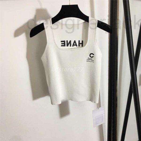 

women's t-shirt summer knit tee designer with letter embroidery female casual milan runway cotton tank crop t-shirt clothing high end, White