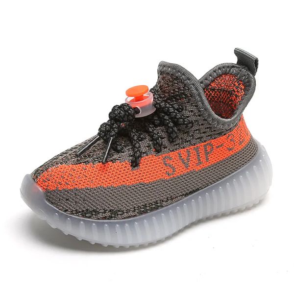 

boys girls shoes breathable air mesh knitting kids casual sneakers non-slip children sport shoes size 21-32, Black;red