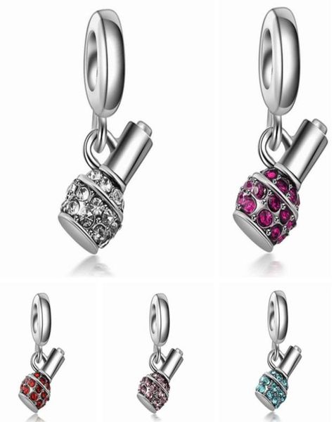 

whole 20pcs lot fashion rhinestone nail polish bottle design silver plated dangle diy charms fit european braceletnecklace 9974278, Bronze;silver