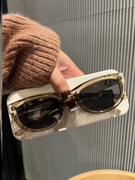 

2023 new korean olive green cat eyes suitable for women with small face concave shape sunshade ins street p sunglasses, White;black