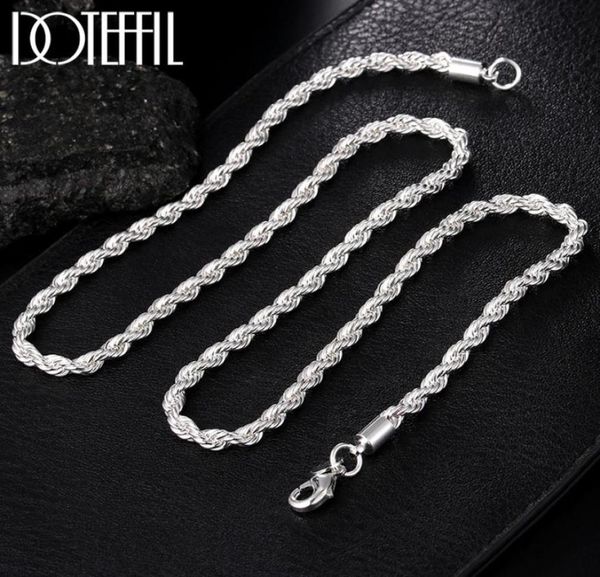 

925 sterling silver ed rope chain necklace 1618202224 inch 4mm for women man fashion wedding charm jewelry4978163