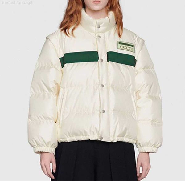 

women's designer down jacket classic stripe puffy jacket winter men's warm parka fashionable detachable vest jacket coat, Black