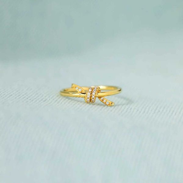 

versatile knot ring tiffay trend personalized cross bow and diamond embedding valentine's day versatile titanium steel pair electroplat, Silver