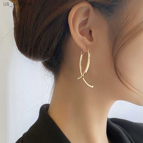 

korean stylish stainless steel long drop earrings for women fashion simple hanging dangle earrings jewelry girls christmas gift l230620, Golden;silver