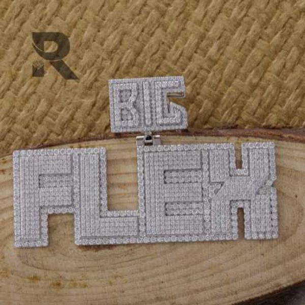 

custom letter big flex name hip hop pendant real natural loose diamond with custom name alphabet pendant, Silver
