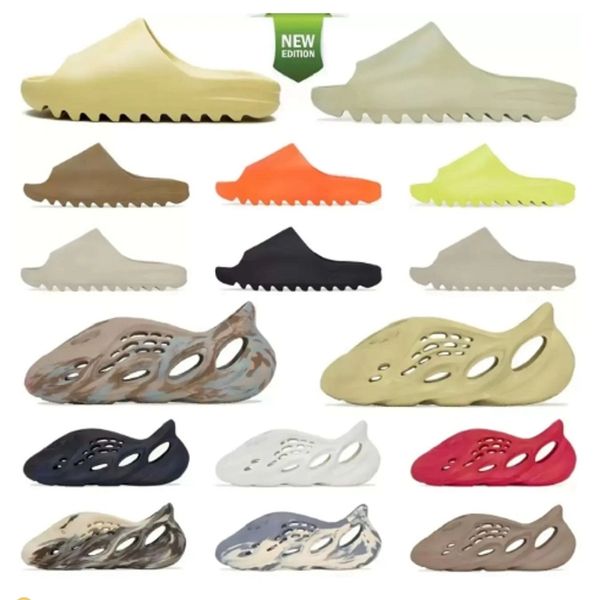 

eur46 foam runner portmarket sandals slides slippers men women glow green desert sand black bone white core ochre new pure onyx orange resin