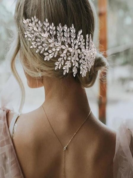 

handmade wedding crystal headband with comb bridal rhinestone headpiece crown tiara hair accessories jewelry crown tiara flower fl9965702, Slivery;golden