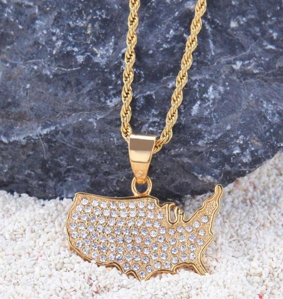

fashionhip hop iced out map of america shape pendant necklaces stainless steel fashion popular hiphop charm necklace jewelry gift4942710, Silver