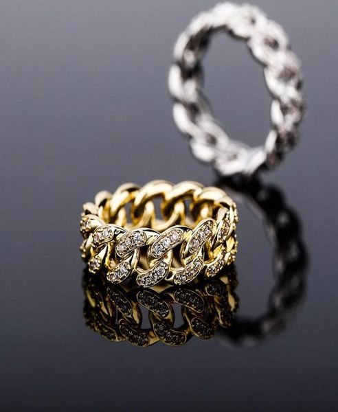 

simple fashion men women ring gold silver bling cz diamond cuban chain ring for men women ring jewelry gift2535473