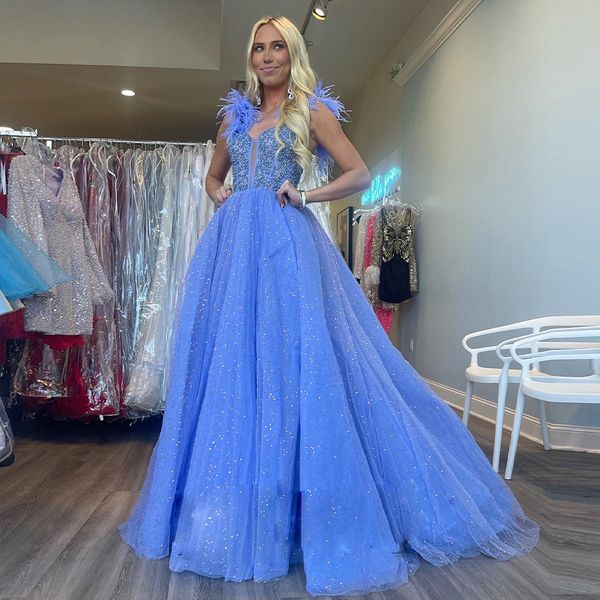

fashionable prom dress 2023 for women feather spaghetti strap special occasion dress with split a line sequin tulle skirt vestidos de fiesta, Black