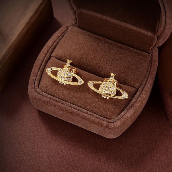 

woman stud designer earrings crosses hoop earing gold vivian pearl orecchini luxury women saturn earings jewelry westwood 32413, Golden;silver