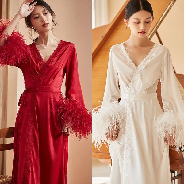 

women' party wraps p robes kimono pregnant night sleepwear long sleeves bathrobe sheer nightgown prom bridesmaid shawel, White